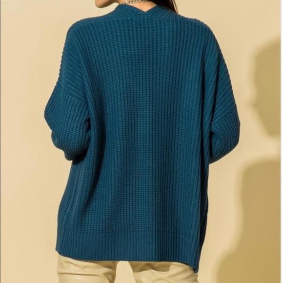 NEW TRENDY OLIVE OPEN FRONT CARDIGAN KNIT SWEATER - Picture 7 of 8